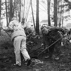 Planting first rhododendron at B.C. Chapter test garden