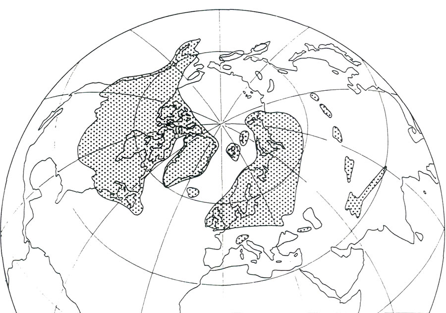 Figure 9. Maximum of ice sheets during 
glacial period of past few million years.