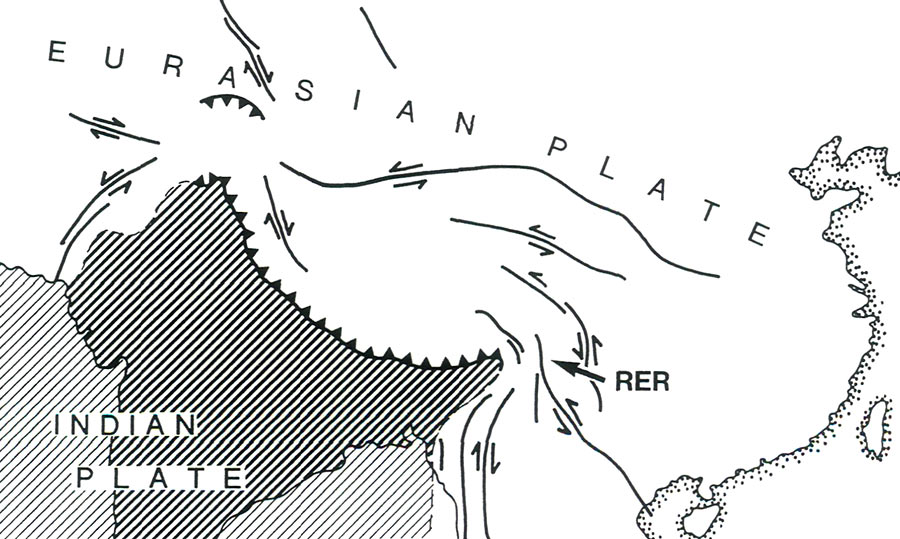Figure 10. Great shear faults in the 
region of extreme relief (RER).