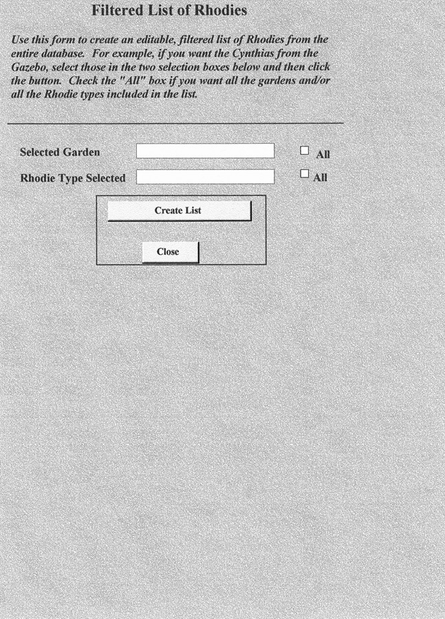 Filtered List of Names form